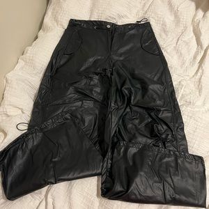 Edikted Faux Leather Parachute Pants